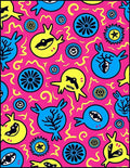 Groovy Pink Yellow Blue Abstract Monsters Rug