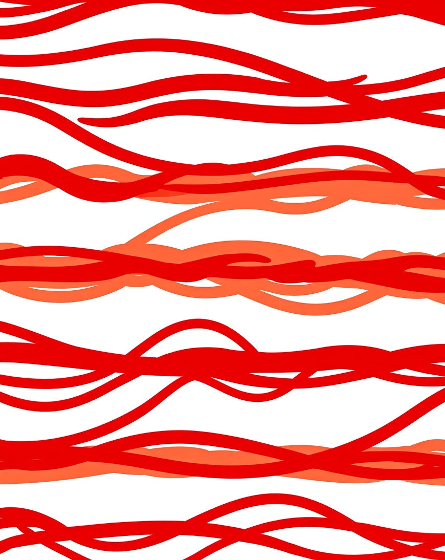 Crimson Red Ribbon Whimsical Curve Rug