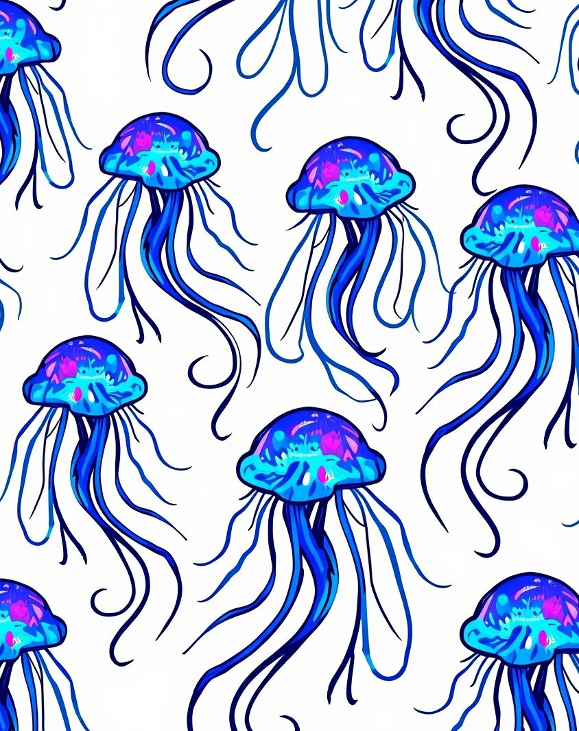 Vibrant Blue Jellyfish Garden Rug