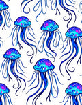 Vibrant Blue Jellyfish Garden Rug