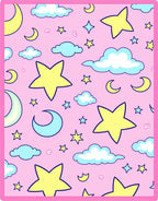 Pink Sky Stars Moon Clouds Rug