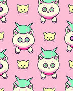 Cute Cat Pink Cream Mint Repeat Rug