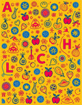 Whimsical Fruit and Alphabet Collage Rug