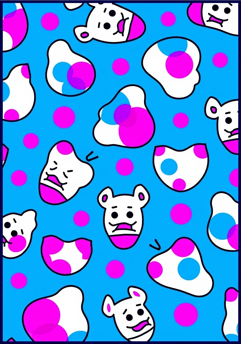 Whimsical Blue Bear Bubble Duo Rug