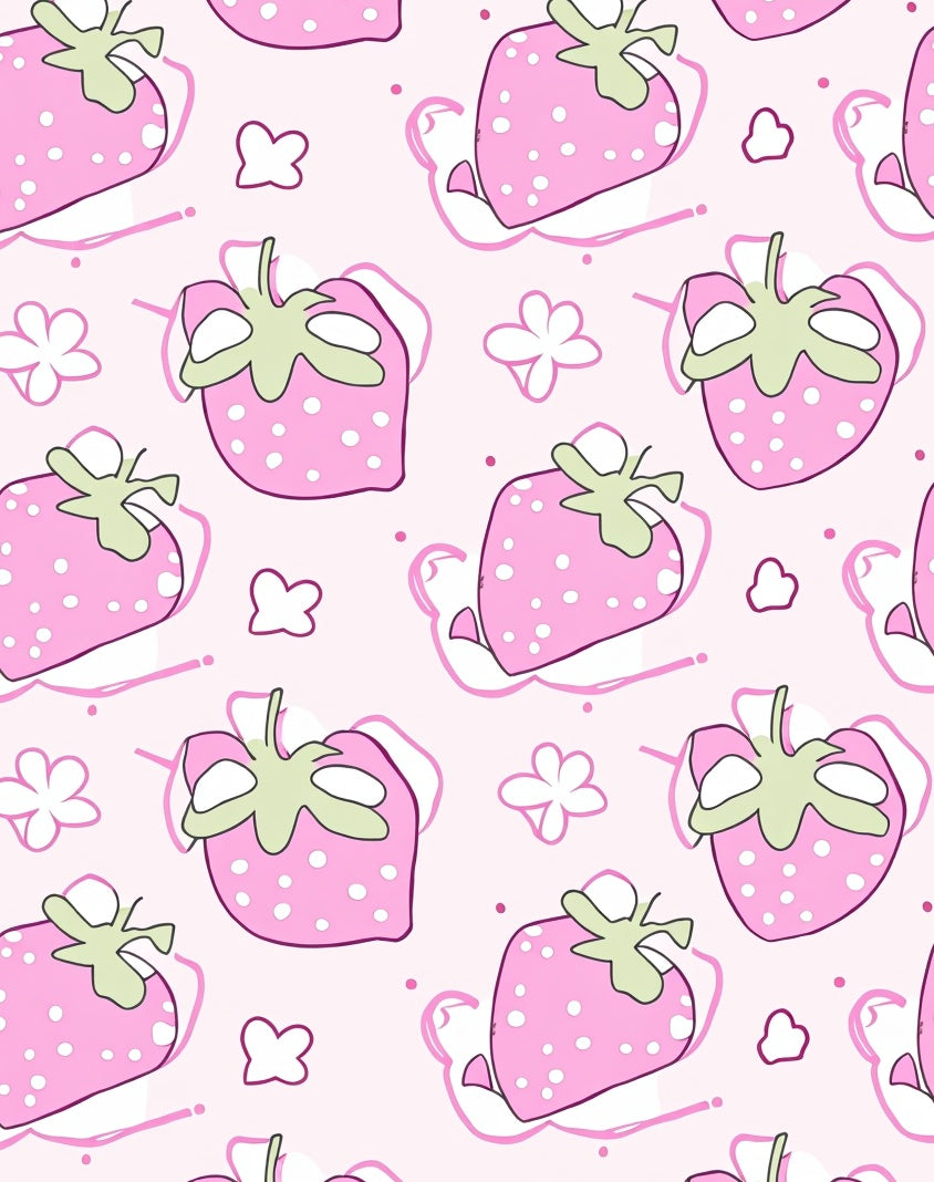 Pink Strawberry Blossom Cluster Rug