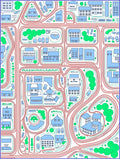 Blue Cityscape Buildings Red Roads Rug
