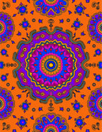 Vibrant Orange Mandala Floral Burst Rug