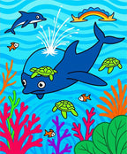 Playful Ocean Animals Coral Scene Rug