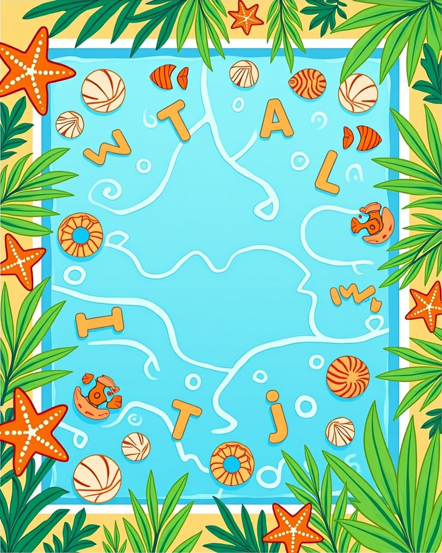 Tropical Poolside Starfish and Shells Rug