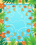 Tropical Poolside Starfish and Shells Rug