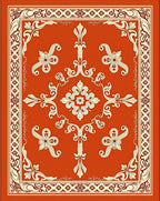 Ornate Crimson Cream Floral Medallion Rug
