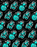 Vibrant Teal Cartoon Heart Swirls Rug
