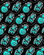Vibrant Teal Cartoon Heart Swirls Rug