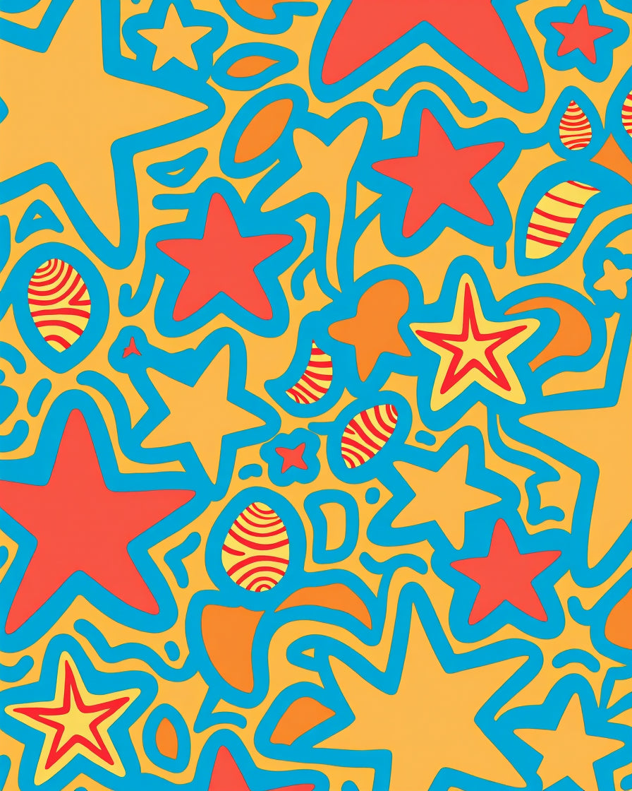 Radiant Yellow Starburst Abstract Garland Rug