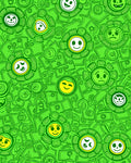 Vibrant Lime Smiley Face Collage Rug