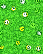 Vibrant Lime Smiley Face Collage Rug