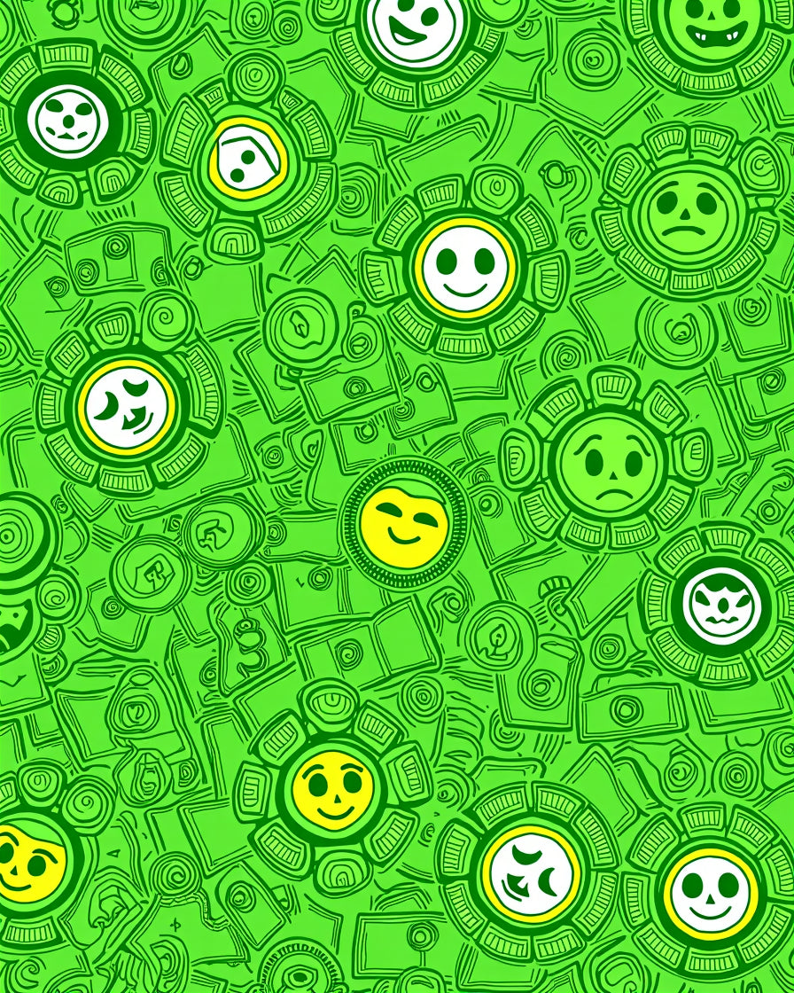 Vibrant Lime Smiley Face Collage Rug