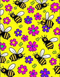 Whimsical Bumblebee Floral Yellow Meadow Rug