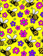 Whimsical Bumblebee Floral Yellow Meadow Rug