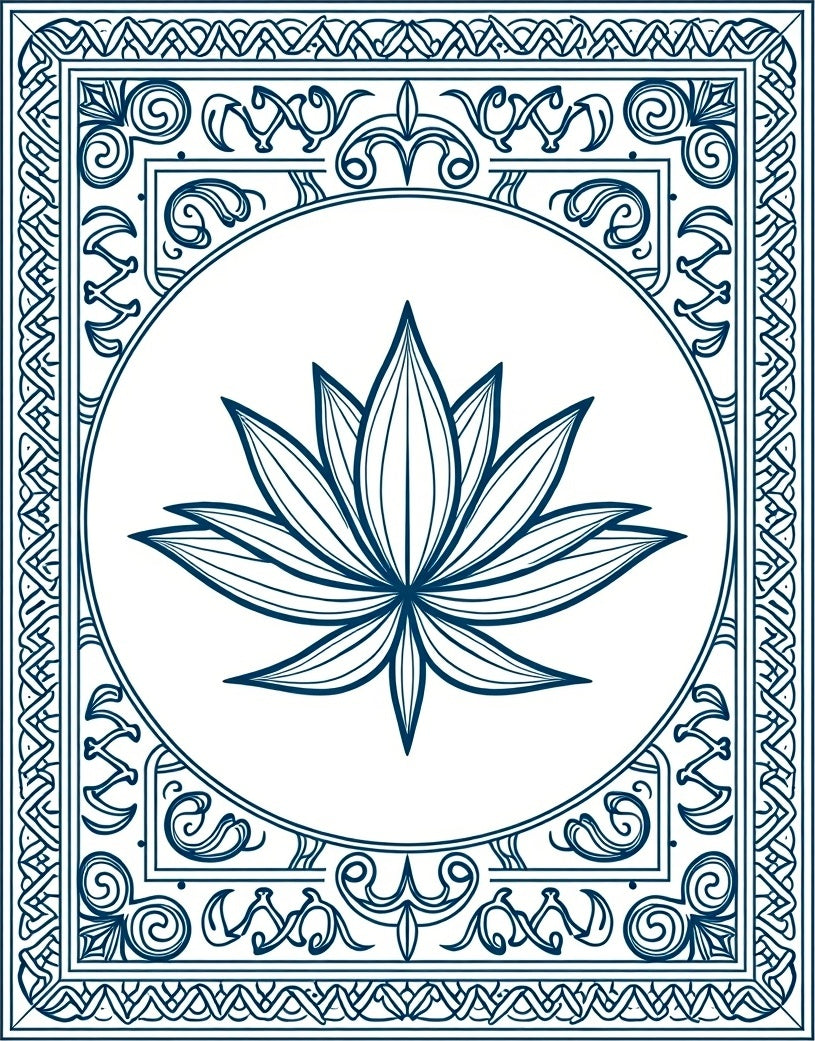 Deep Blue Lotus Floral Mandala Rug