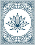 Deep Blue Lotus Floral Mandala Rug