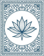 Deep Blue Lotus Floral Mandala Rug