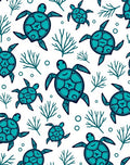 Vibrant Teal Sea Turtle Coral Collage Rug