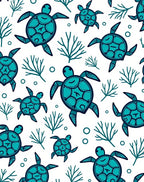 Vibrant Teal Sea Turtle Coral Collage Rug