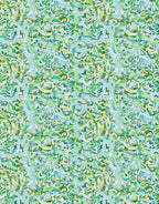 Whimsical Green Blue Abstract Collage Rug