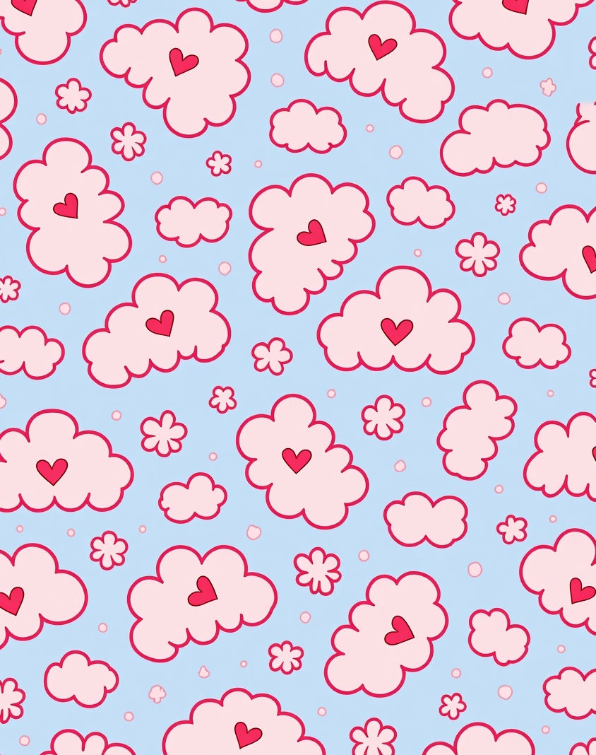 Pink Cloud Hearts Sky Arrangement Rug