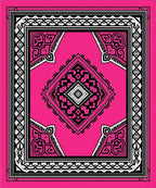 Vibrant Pink Black White Geometric Rug