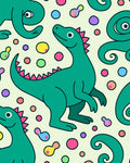 Whimsical Green Dinosaur Confetti Playground Rug