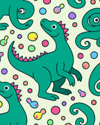 Whimsical Green Dinosaur Confetti Playground Rug
