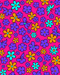 Retro Floral Butterflies Pink Background Rug