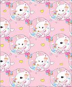 Cute Pink Bear Butterfly Hearts Rug
