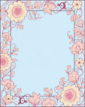 Soft Pink Floral Botanical Border Rug