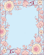 Soft Pink Floral Botanical Border Rug