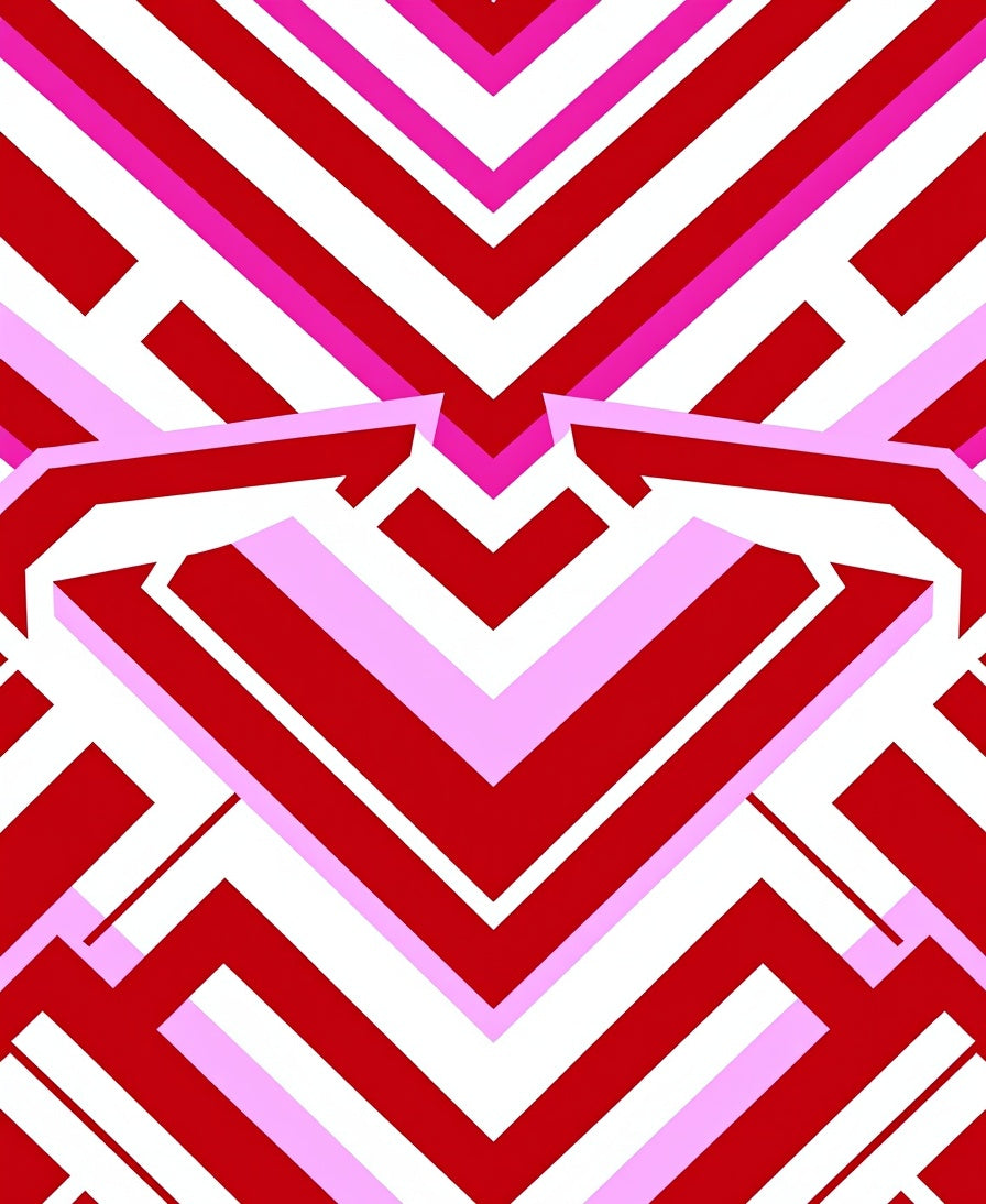 Bold Red Pink Chevron Geometric Rug