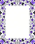 Elegant Purple Floral Vine Border Rug