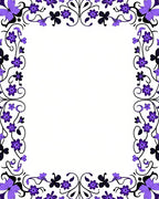 Elegant Purple Floral Vine Border Rug
