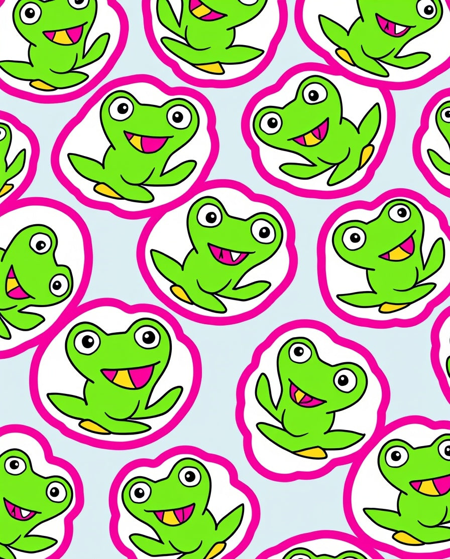 Whimsical Green Frog Pop Art Repeat Rug