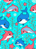 Playful Coral Blue Dolphin Ocean Friends Rug