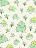 Cute Green Bird and Leaf Pattern Rug