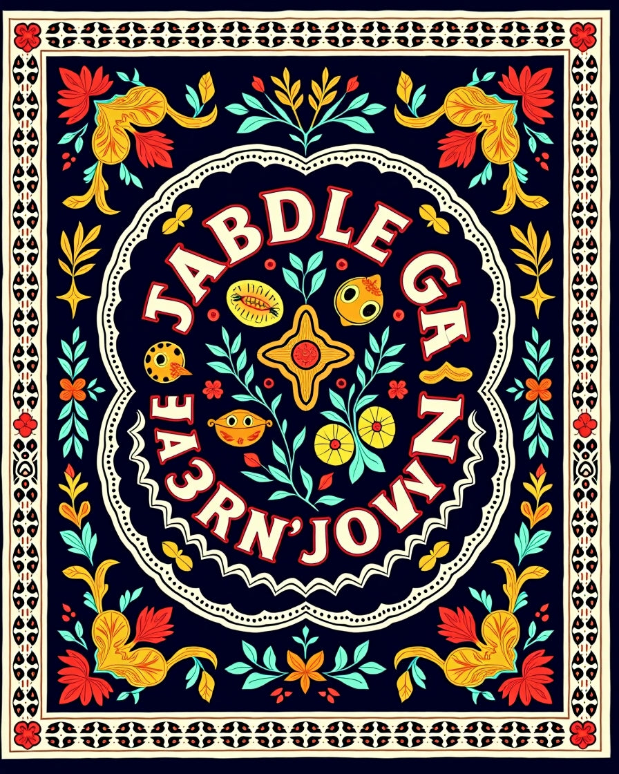 Bold Red Yellow Floral Border Rug