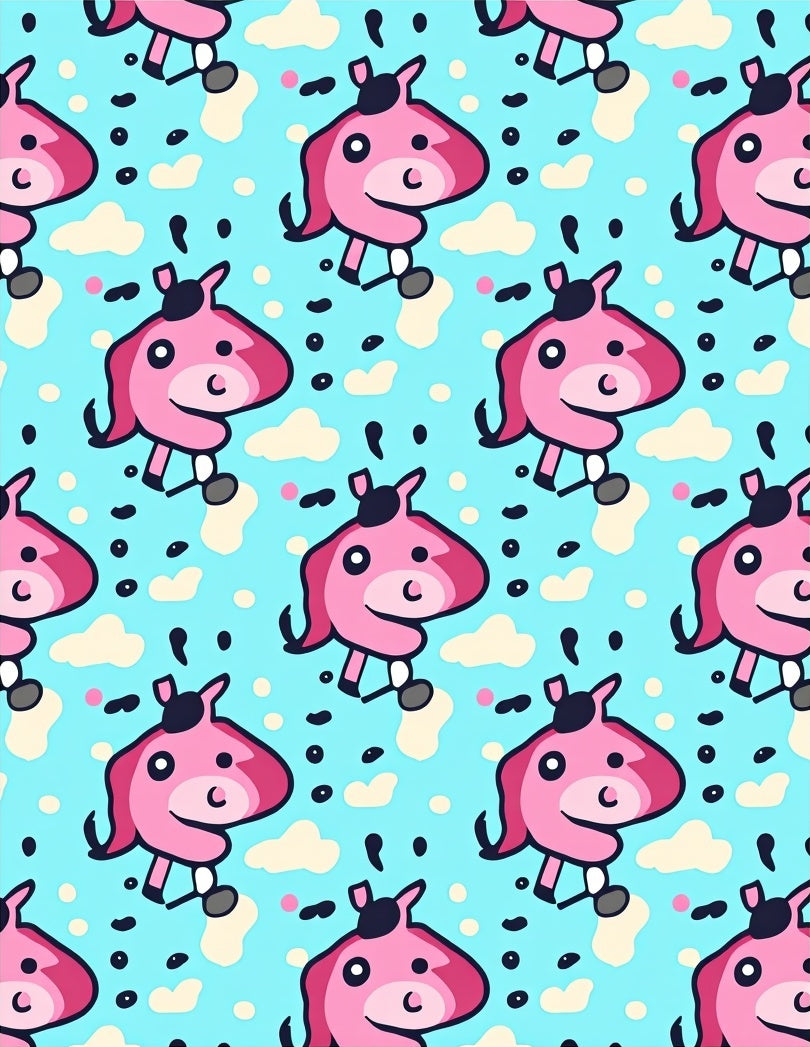 Whimsical Pink Pony Sky Clouds Rug