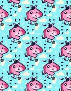 Whimsical Pink Pony Sky Clouds Rug