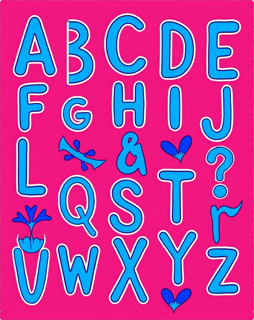 Pink Blue Alphabet Blooms Rug