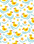 Yellow Ducklings In Blue Ruffled Water Rug