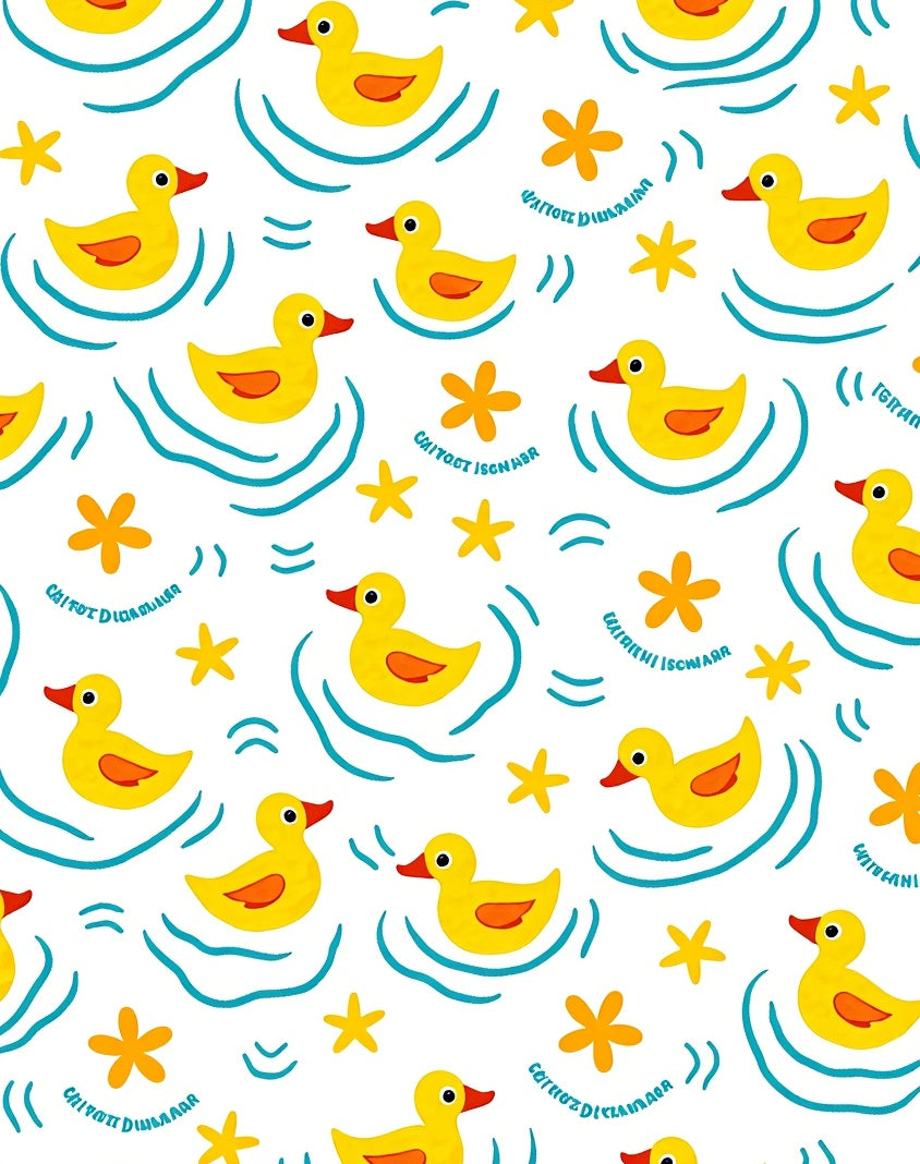 Yellow Ducklings In Blue Ruffled Water Rug
