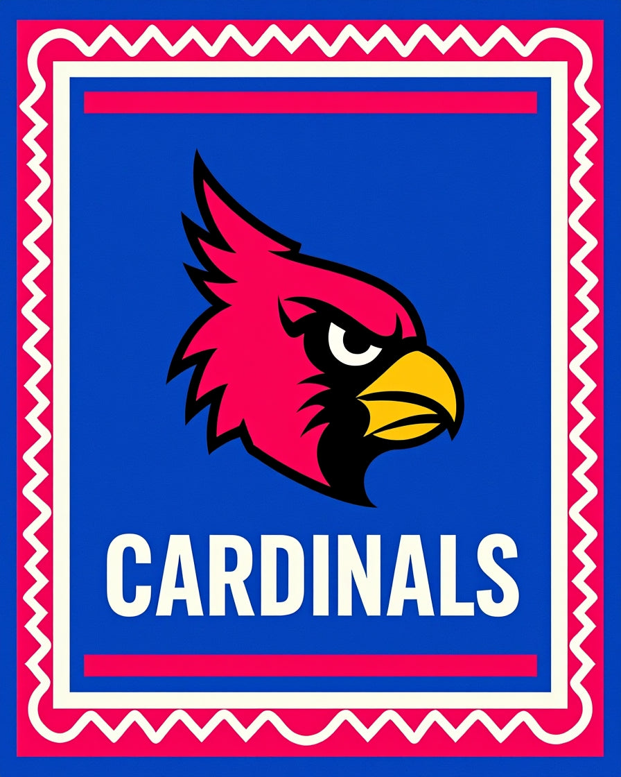 Bold Red Cardinal Emblem Rug